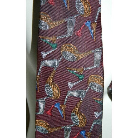 ROBERT TALBOTT Carmel Valley Tie Silk Necktie Men's Golf Irons Drivers Clubs Tee - Picture 4 of 4